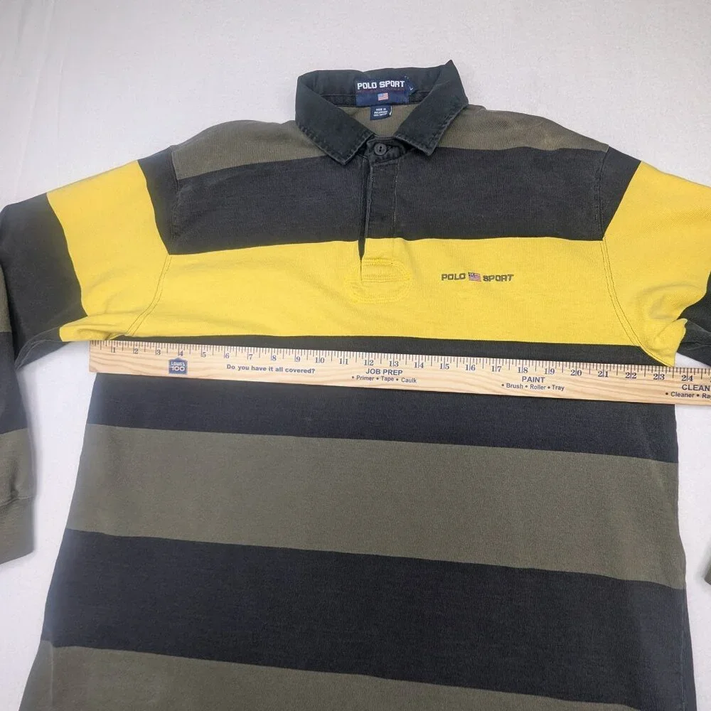 Rare Vintage Ralph Lauren Polo Sport Men's Shirt Gray Black Yellow Size Large L - Picture 5 of 8